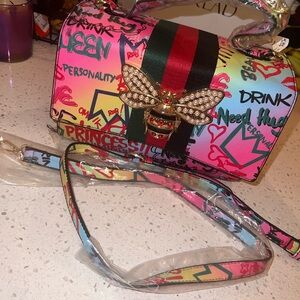 Colorful Women Bag with Bee Accent
